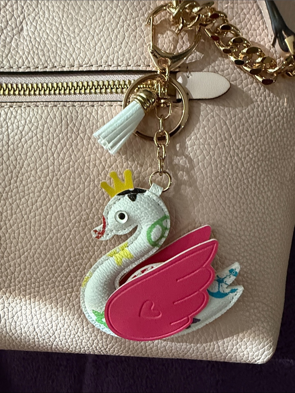 Swan New Key Bag Charm in faux leather - Picture 2 of 5